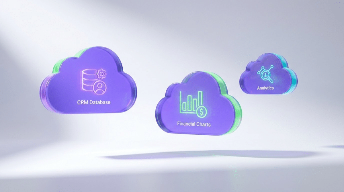 אינטגרציה מערכות עסק בענן - תרשים המדגים חיבור בין מערכות שונות