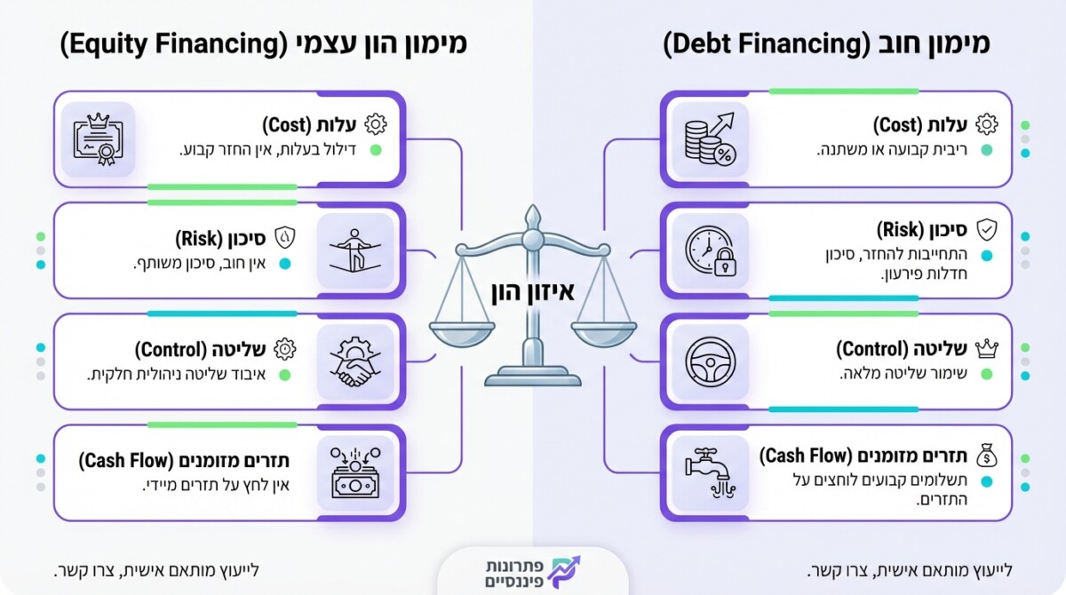 השוואת הון עצמי מול הון זר - יתרונות וחסרונות