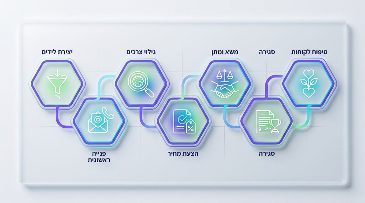 שבעת השלבים של צנרת מכירות B2B אפקטיבית - תרשים השוואתי