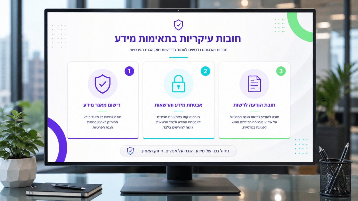 תרשים המציג את החובות הרגולטוריות והתהליכים בניהול מידע לקוחות בארגון