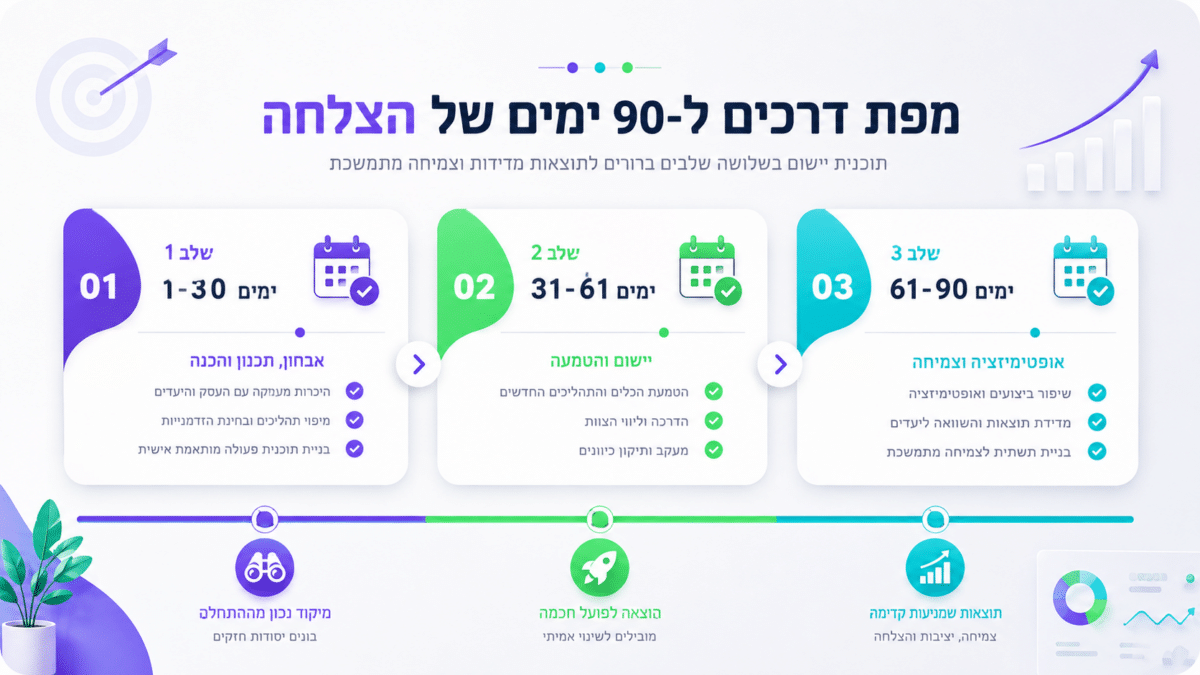 לוח זמנים להטמעת מערך מדידת פריון עובדים על פני 90 יום