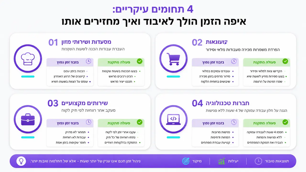 השוואה בין דפוסי בזבוז זמן במסעדנות לעומת חברת תוכנה