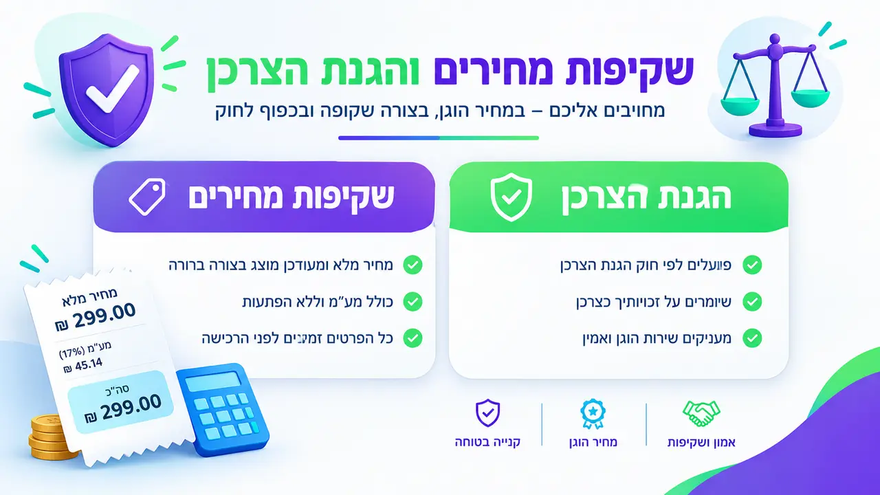 הצגת מחירים שקופה בחבילות ומבצעים לפי חוק הגנת הצרכן בישראל